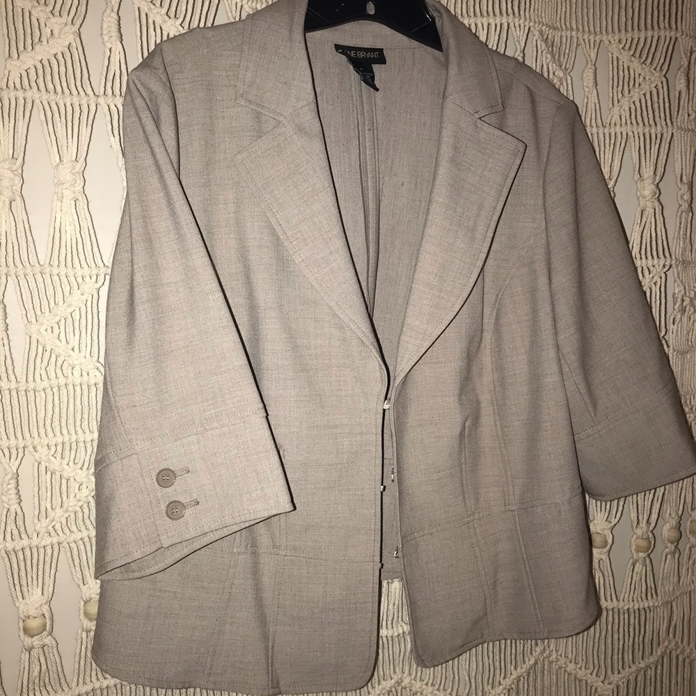 Suit Blazer Jacket, Taupe, 3/4 Sleeve